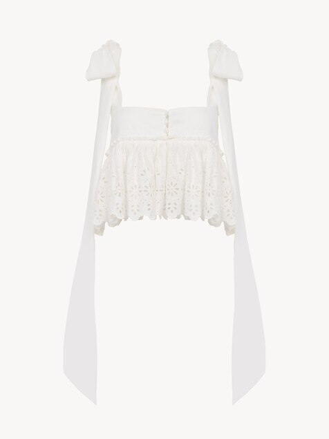 Tie-strap cropped top in soft cotton