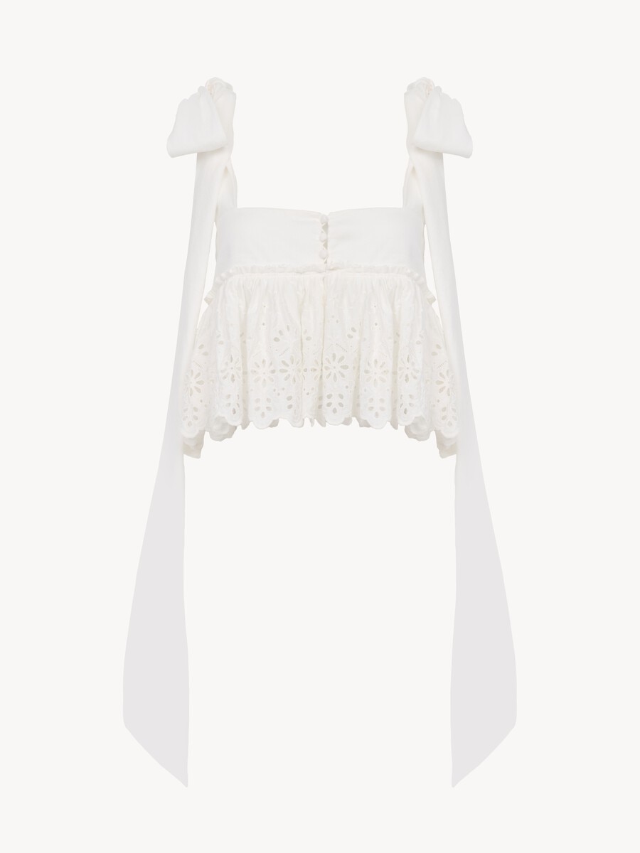 Tie-strap cropped top in soft cotton - 2