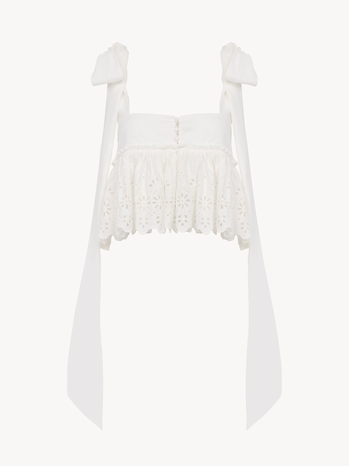 Knotted-strap cropped top in soft cotton