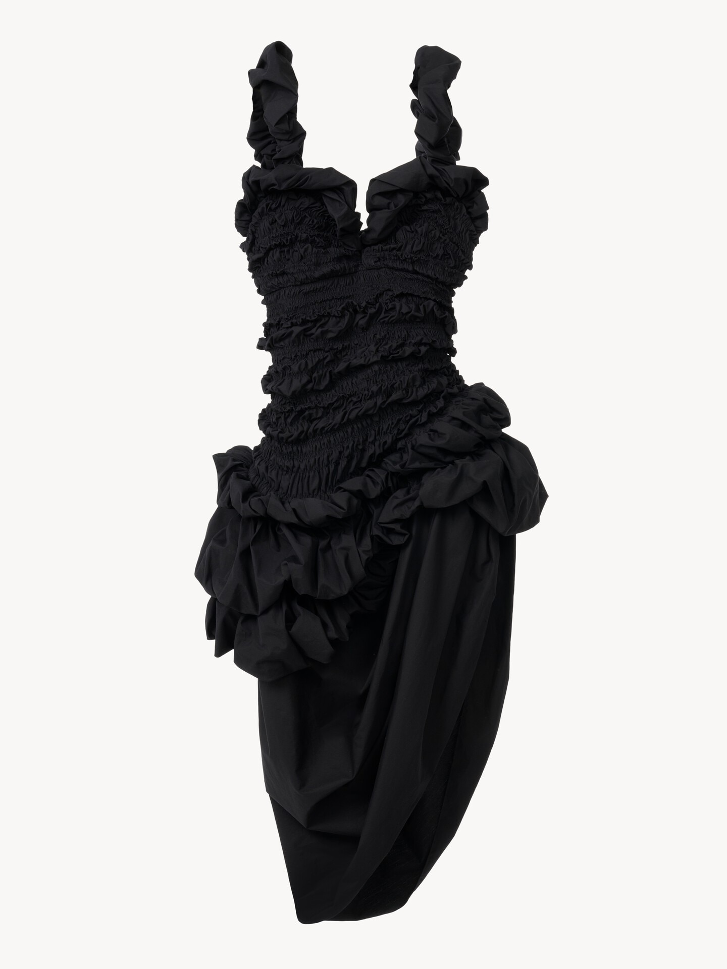 Ruched bustier midi dress in cotton poplin - 1