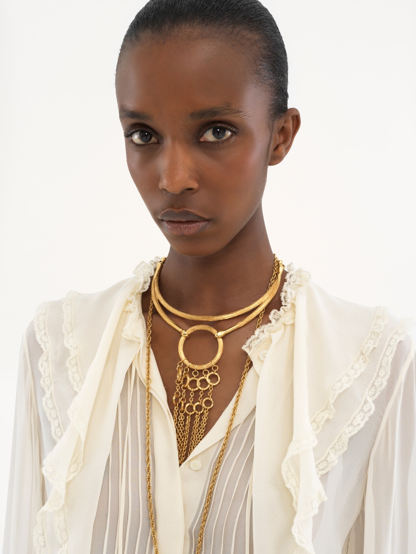 Blusa con volant in georgette di seta - 6