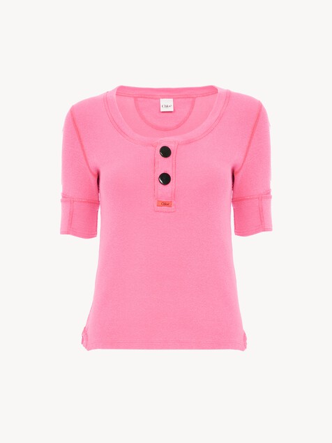 Short-sleeve Henley shirt in cotton jersey