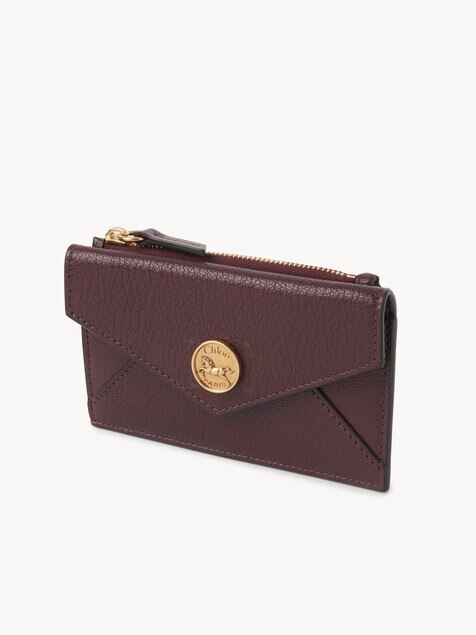 Small Envelope purse with card slots in grained leather