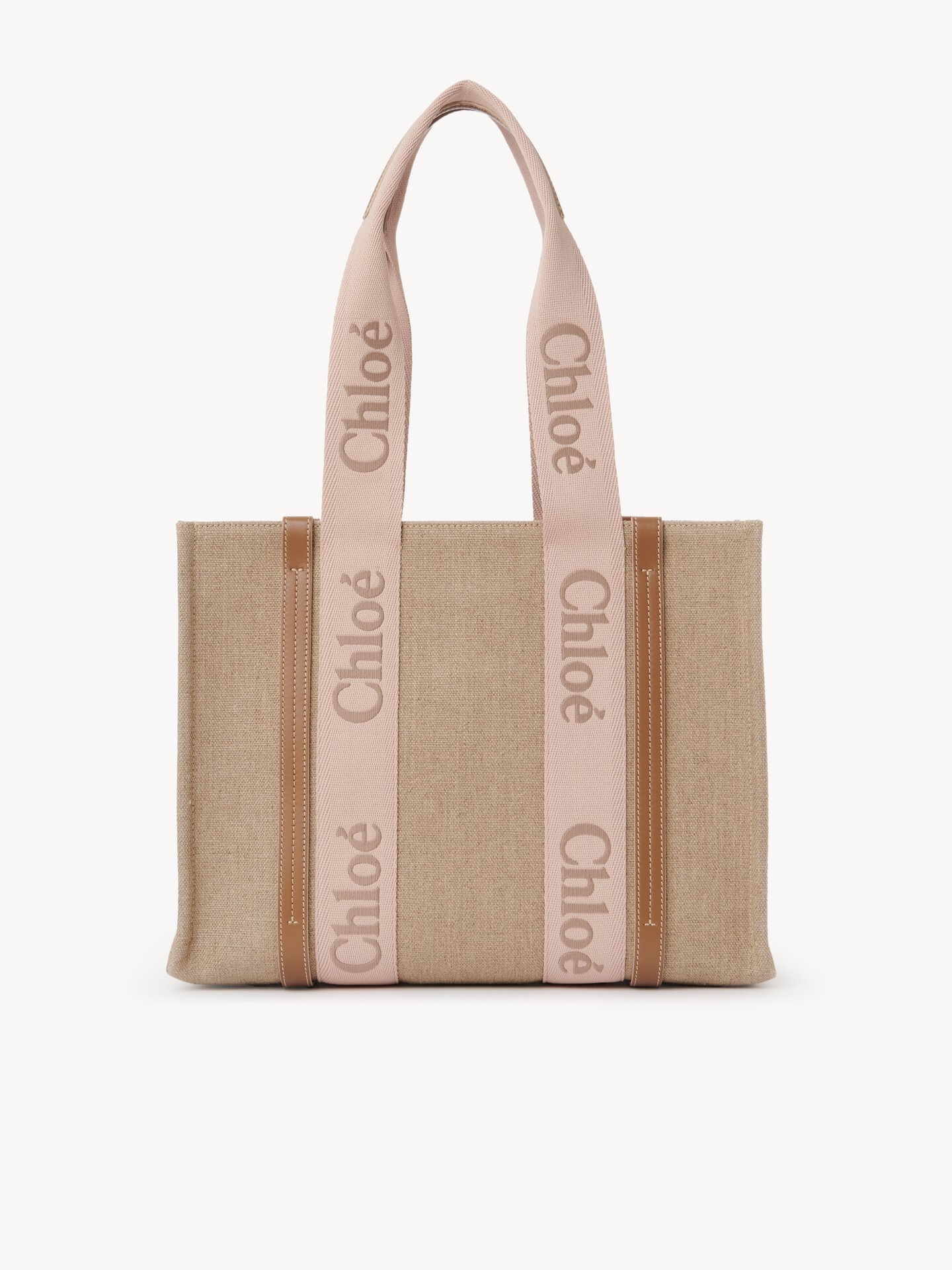 【美品】Chloé クロエ リネン製WOODYトートバッグ リネン製Woodyトートバッグ Tan Rose - Chloé