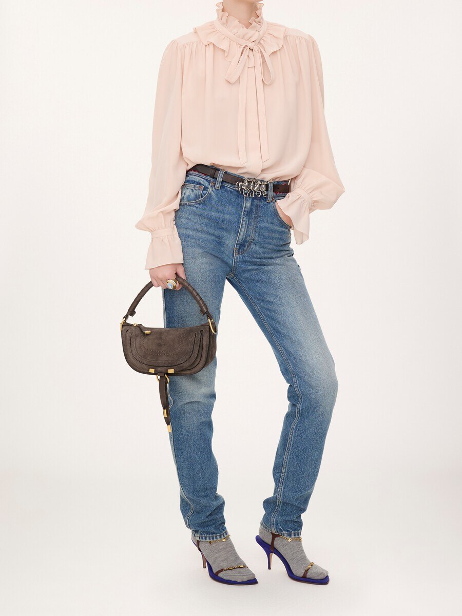 Mini Marcie shoulder bag in suede leather - 8