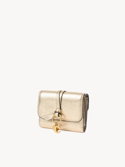 Small Alphabet tri-fold in metallized leather