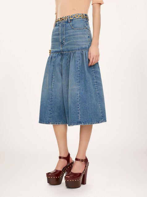 High-rise balloon bermuda shorts in denim