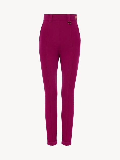 Pantalon taille haute ajust&eacute; en tricotine stretch