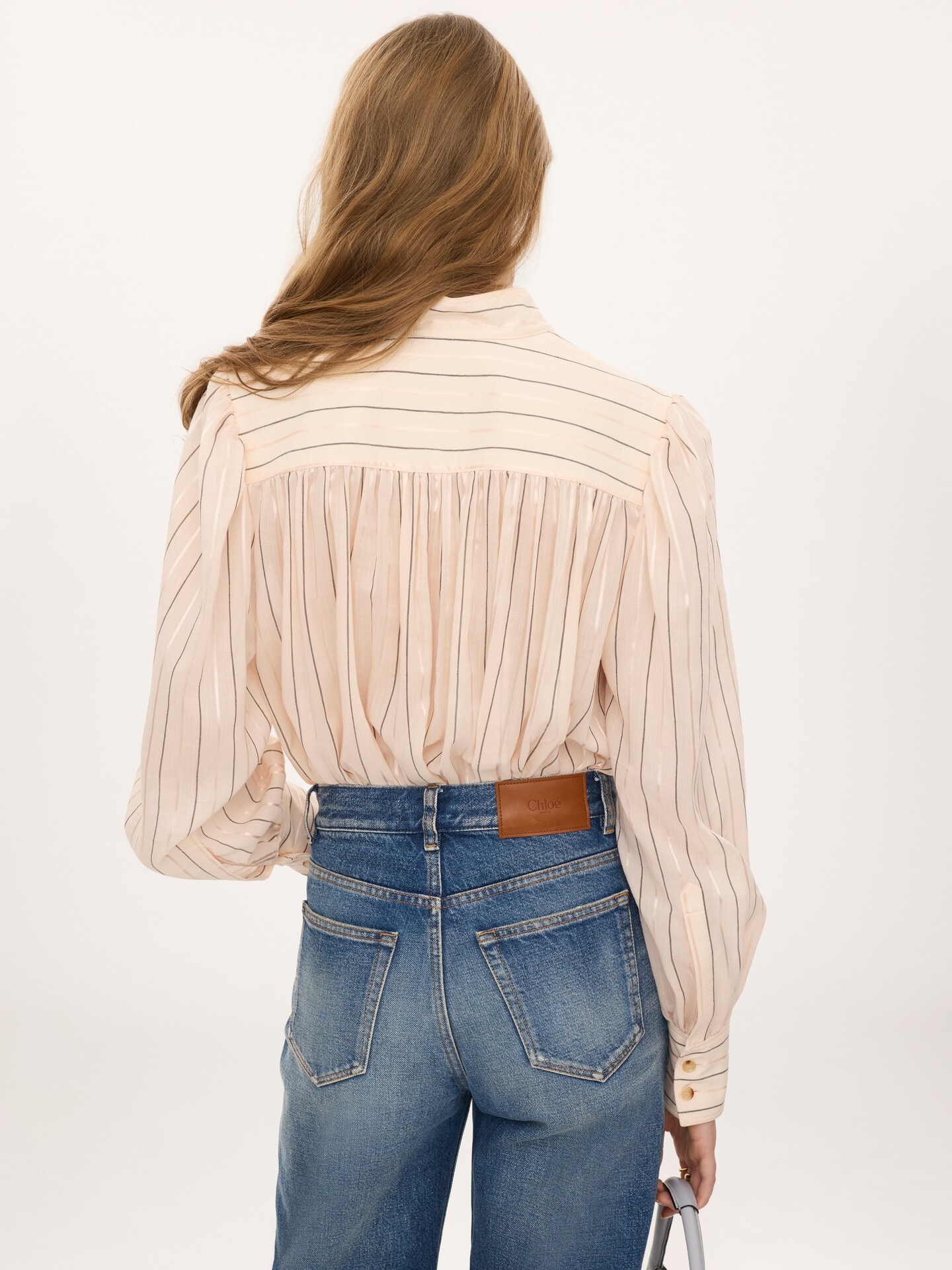Gathered blouse in cotton & silk poplin - 5.0