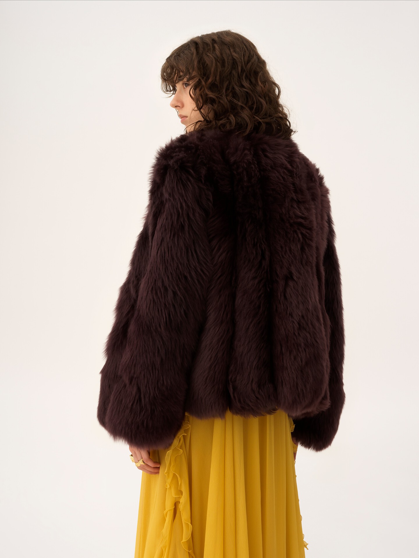 Oversized short coat in shearling - 8