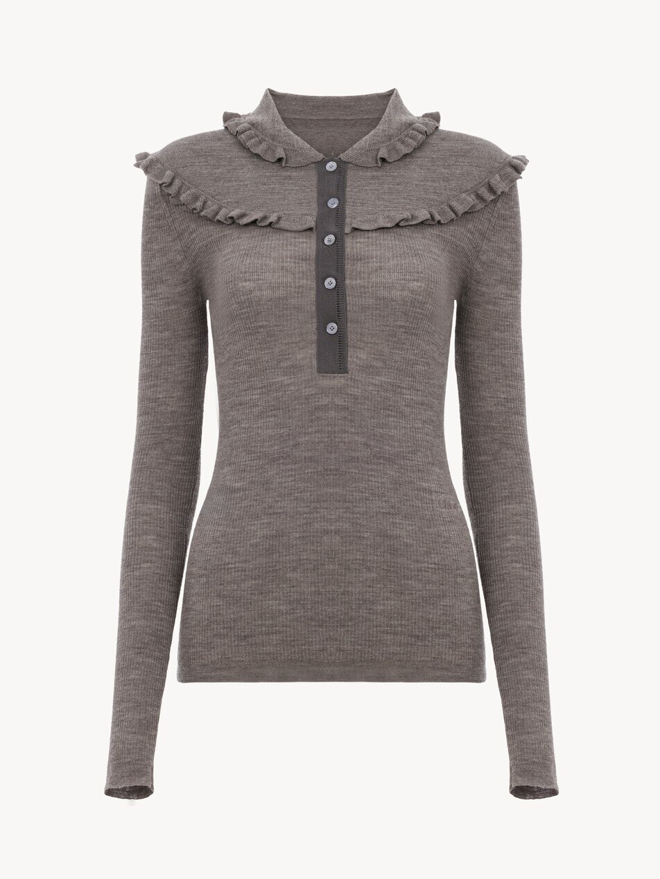 Fitted Henley shirt in a superfine wool knit