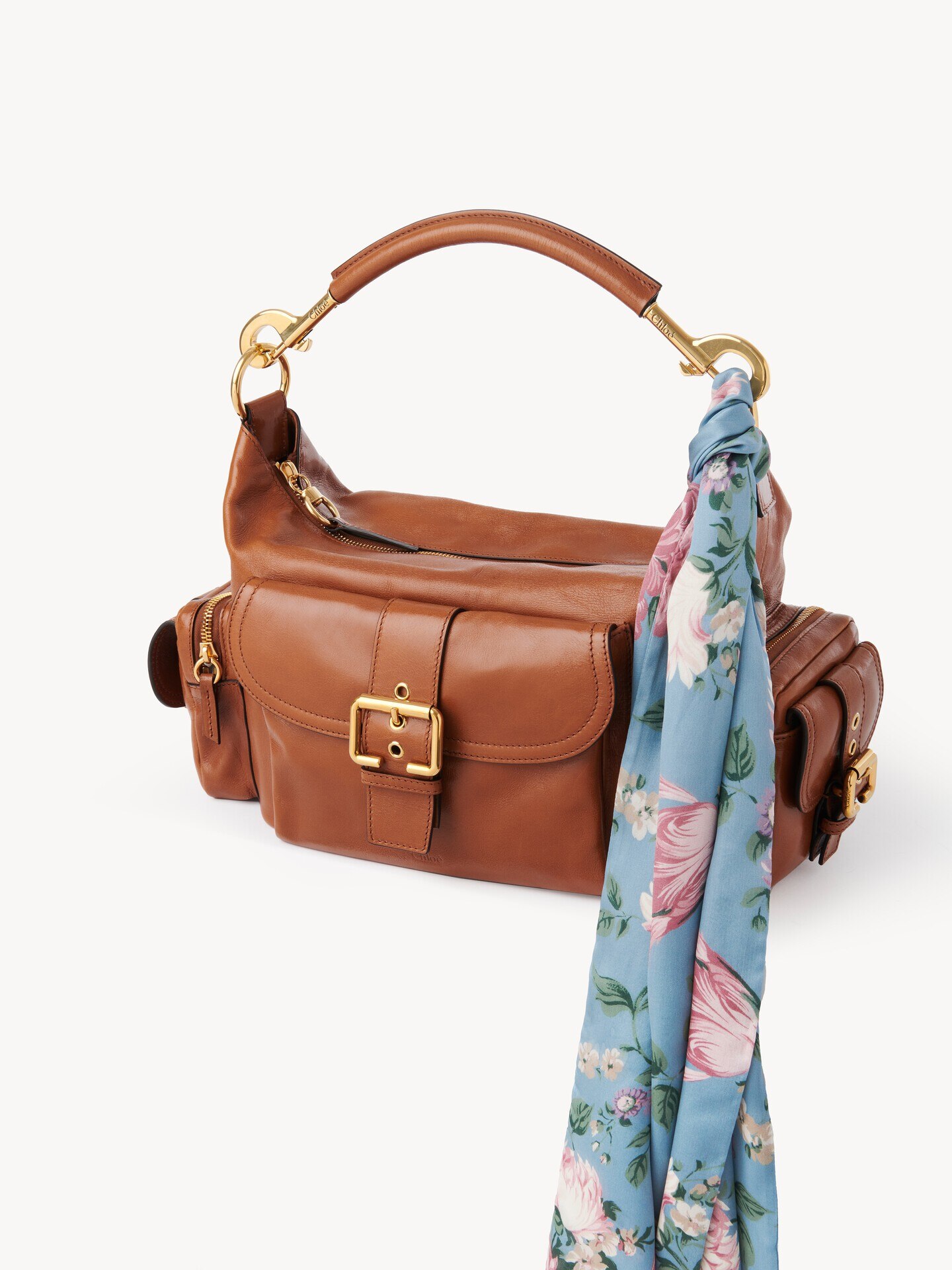 The Chlo&eacute; Peonies wide bandeau scarf in silk charmeuse - 5