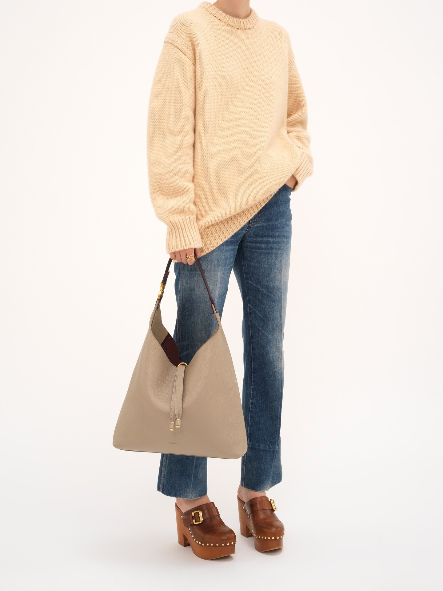 Sac hobo Marcie en cuir grain&eacute; - 9