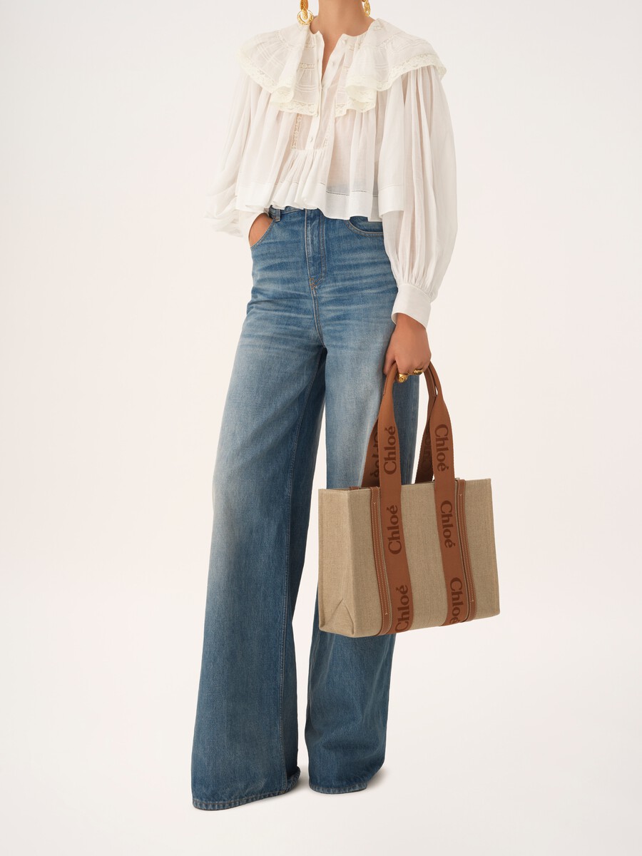 Woody tote bag in linen - 8