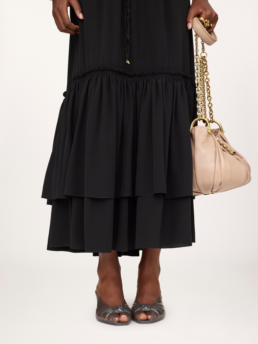 Long ruffled skirt in cr&ecirc;pe de chine - 7