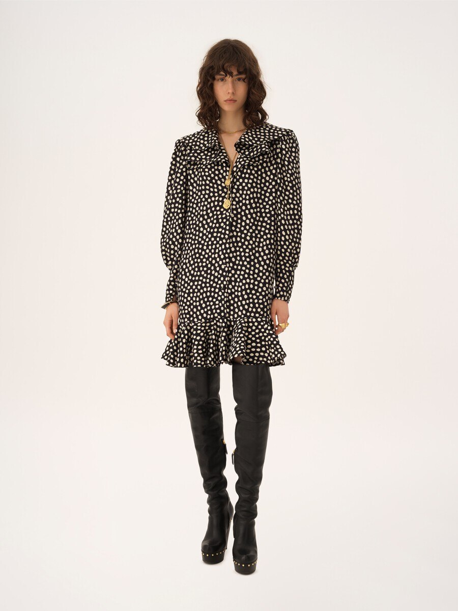 Lang&auml;rmeliges Minikleid aus Seidenjacquard - 3