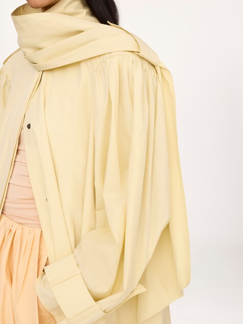 High-neck scarf trench coat in cotton poplin