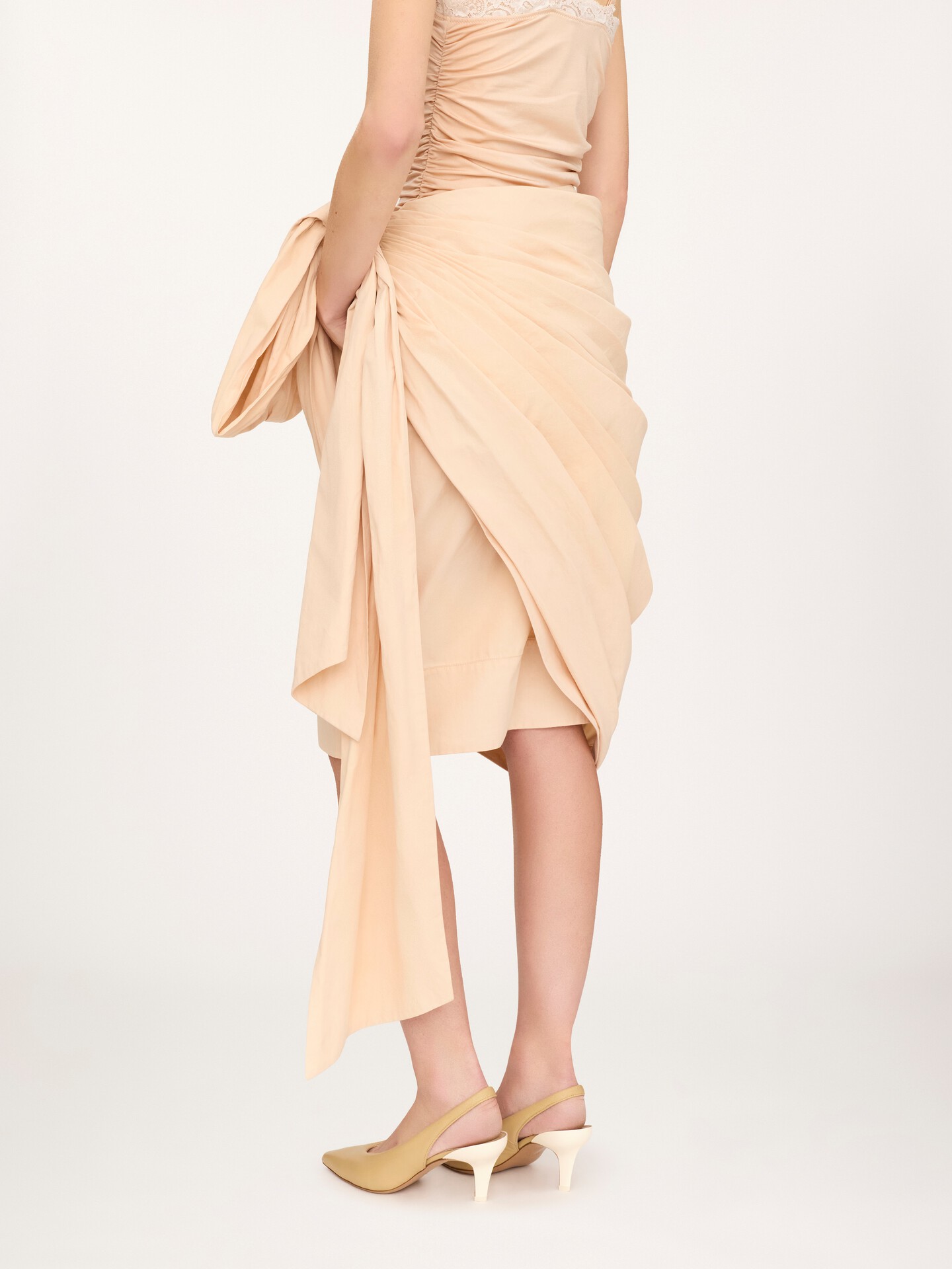 Knee-length wrap skirt in cotton poplin - 5