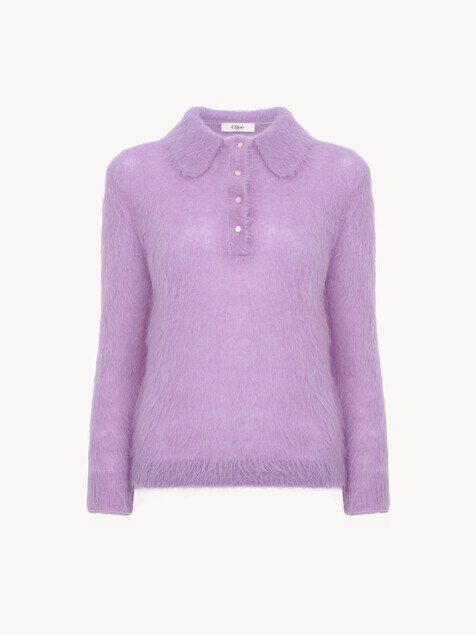 Polo jumper in an alpaca wool-blend knit