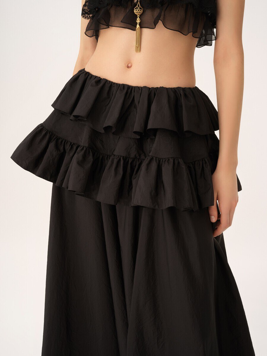 Tiered maxi skirt in washed silk taffeta - 9