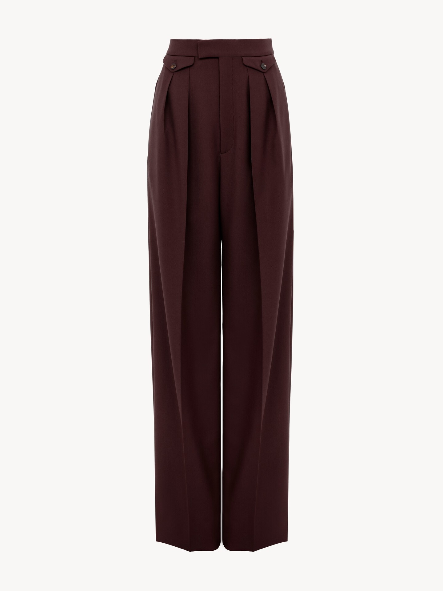High-rise gathered trousers in wool gabardine - 2