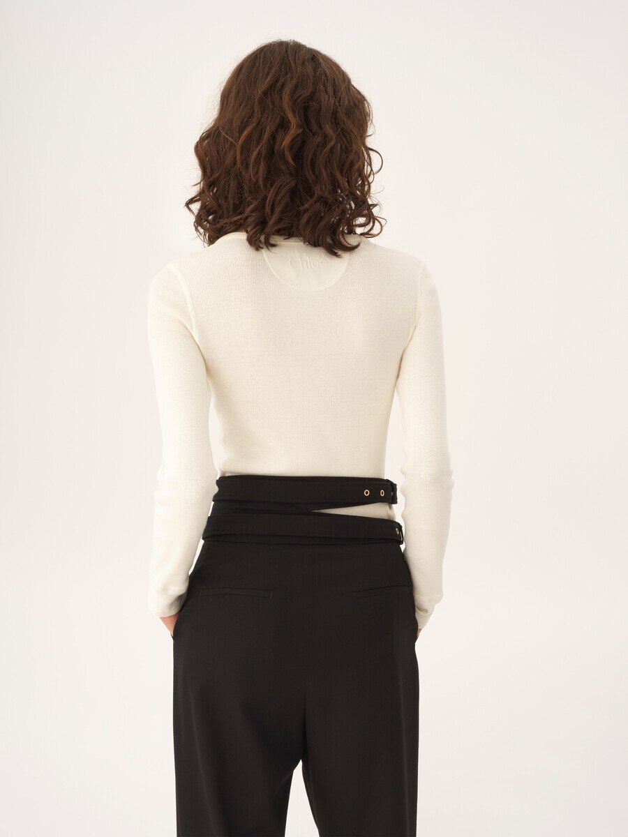 Camicia Henley con scollo profondo in jersey di cotone - 5