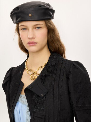 Veste ajust&eacute;e en soie jacquard m&eacute;lang&eacute;e et dentelle - 7