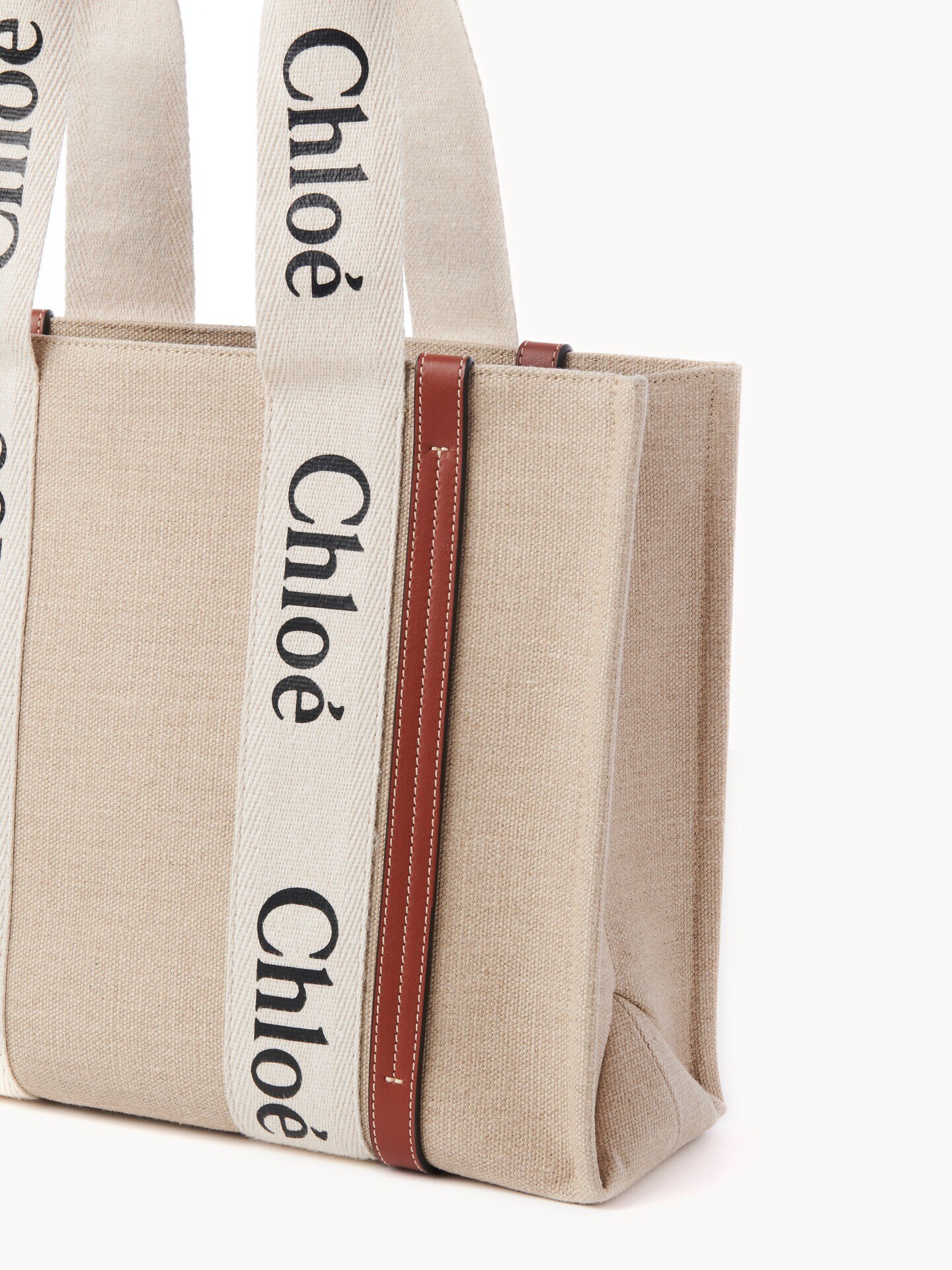 Chloé Woody トートバッグ リネン製Woodyスモールトートバッグ ピンク - Chloé