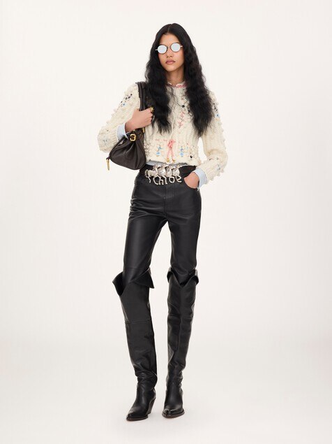 Slim trousers in leather