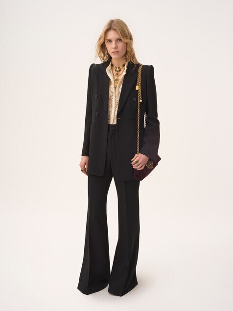 Veste blazer croisée en crêpe