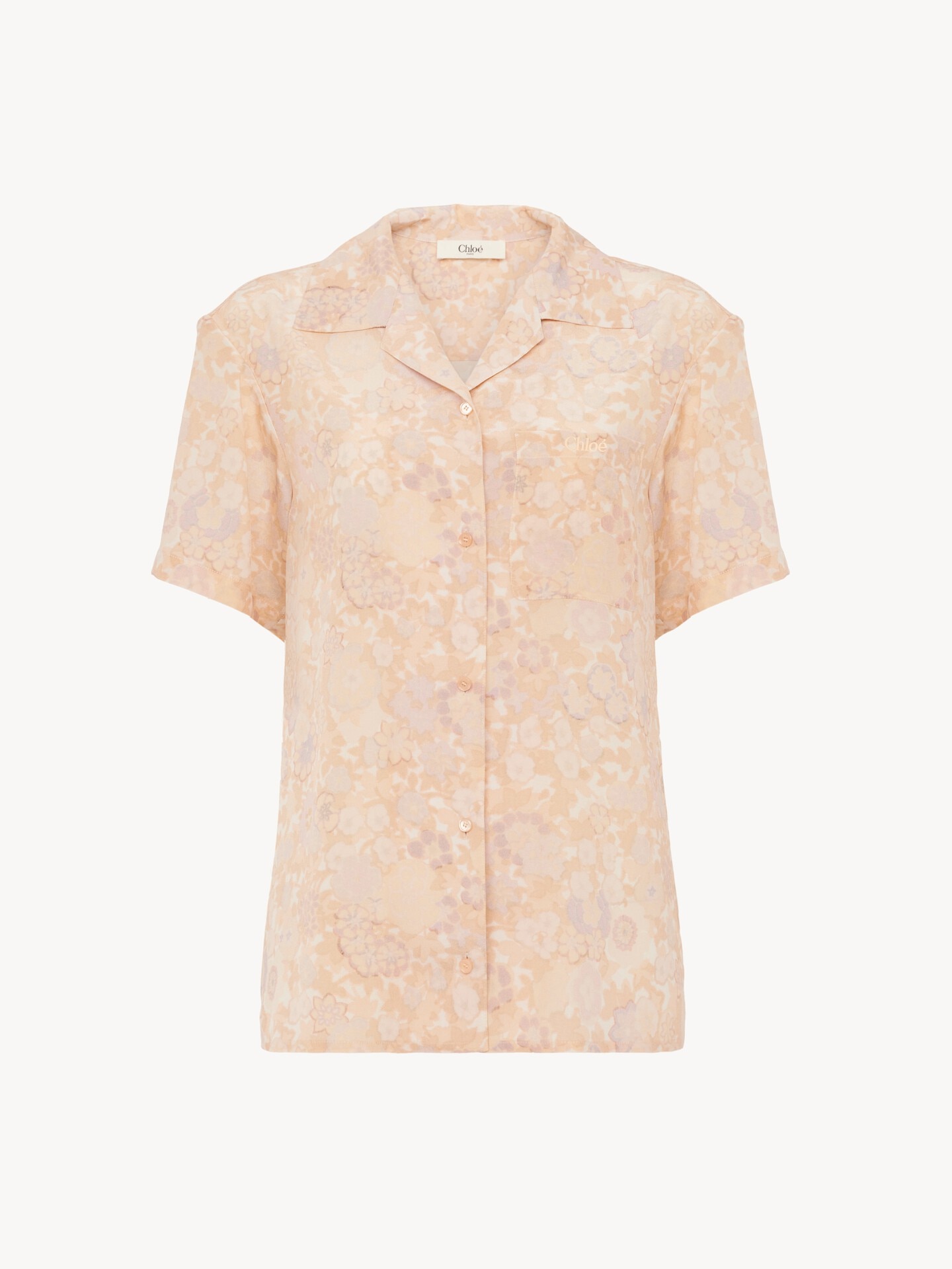 Short-sleeve blouse in cr&ecirc;pe de chine - 2.0