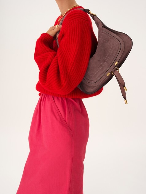 Petit sac port&eacute; &eacute;paule Marcie en cuir velours