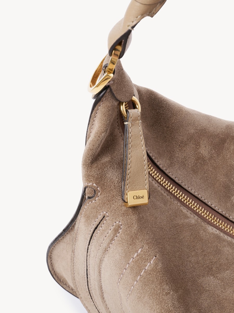 Small Marcie shoulder bag in suede leather - 7