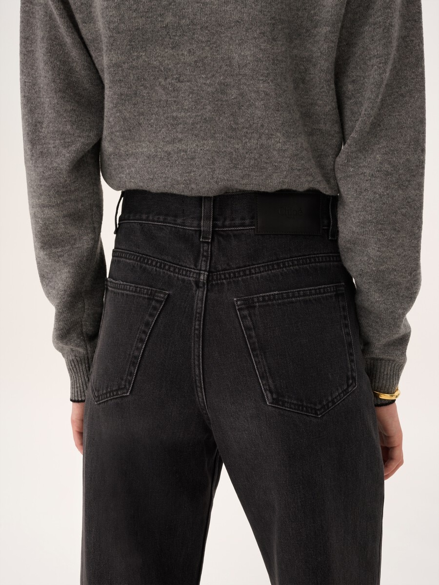 Jeans corti a vita alta in denim - 7