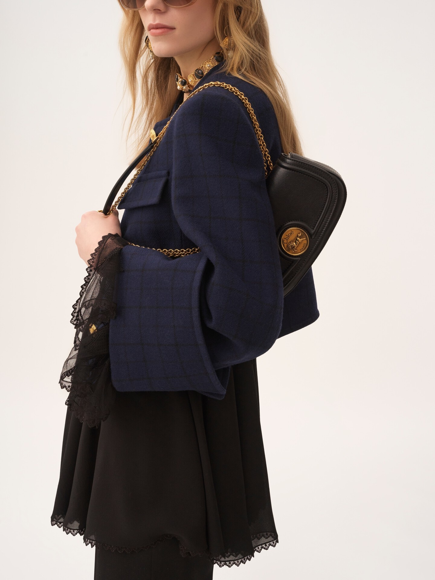 cleo.  グレインレザー製Horse Medalクロスボディバッグ 黒 - Chloé