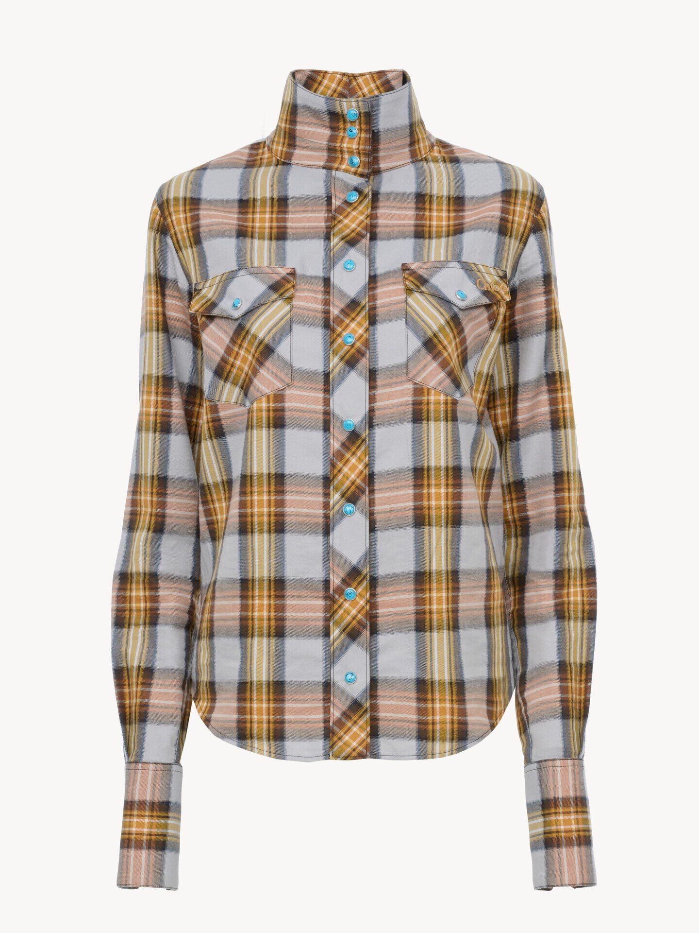 Lavalli&egrave;re shirt in check cotton & cupro - 2.0
