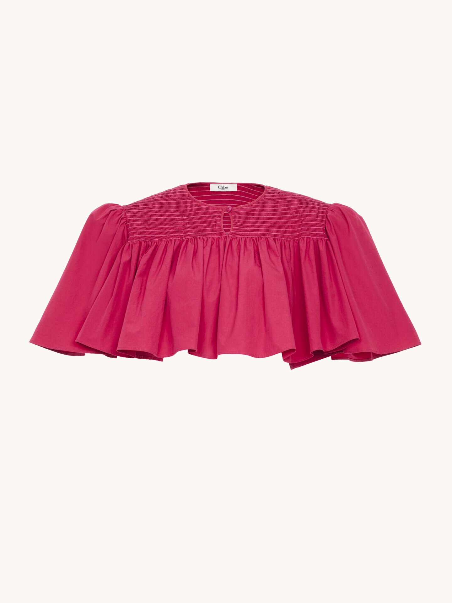 Gathered cropped top in cotton poplin - 2