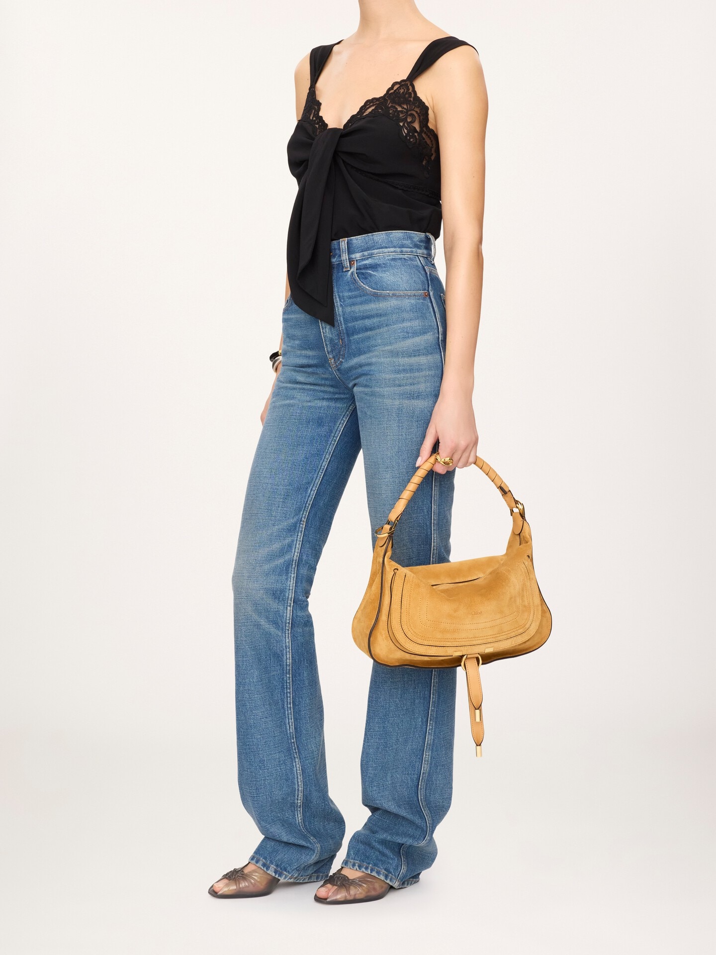 Small Marcie shoulder bag in suede leather - 7.0