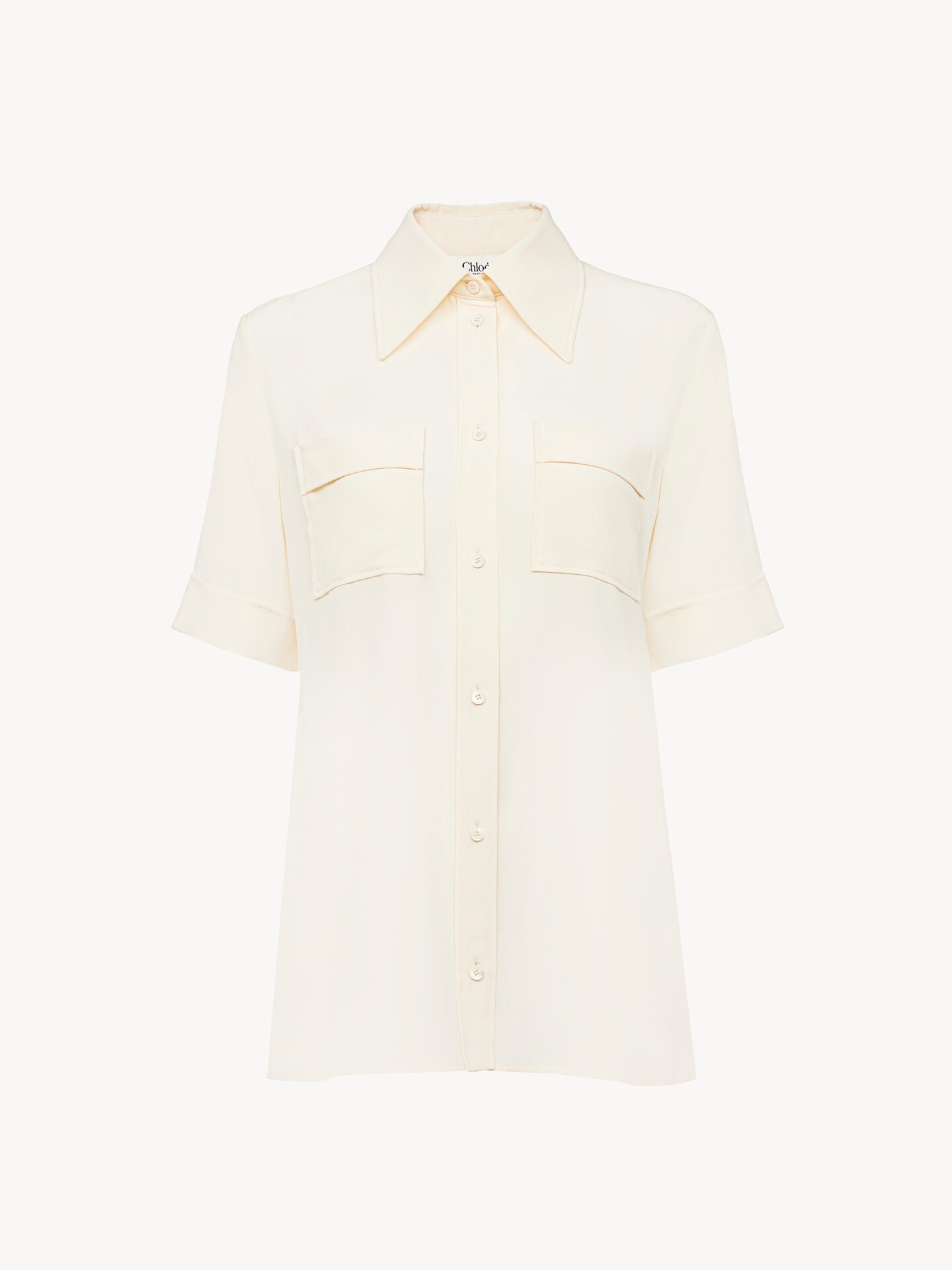 Blouse manches courtes en cr&ecirc;pe de chine - 2