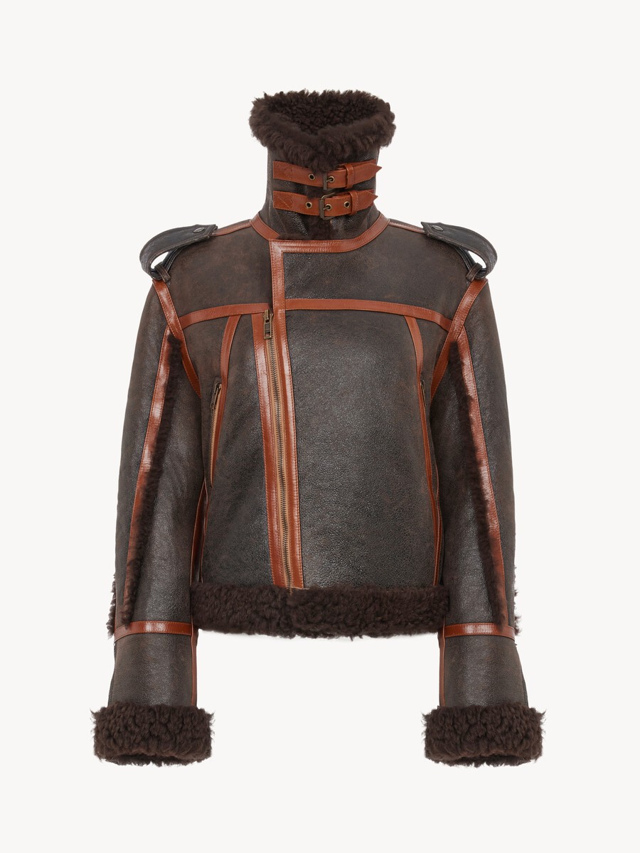 High-neck jacket in shearling - 2