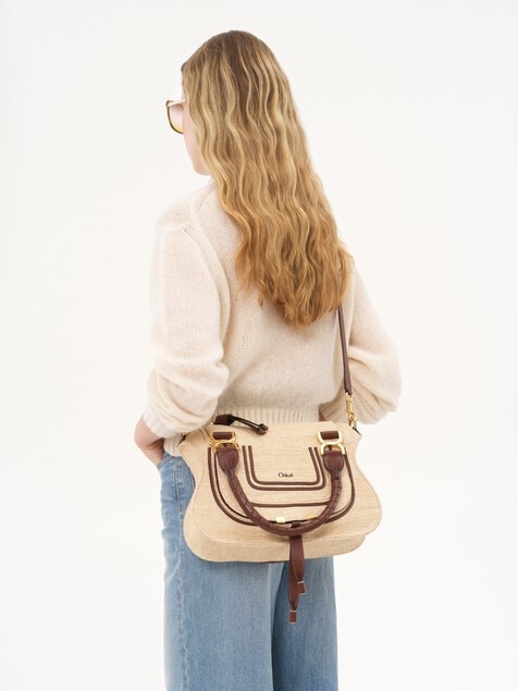 Small Marcie bag in raffia-effect fibres