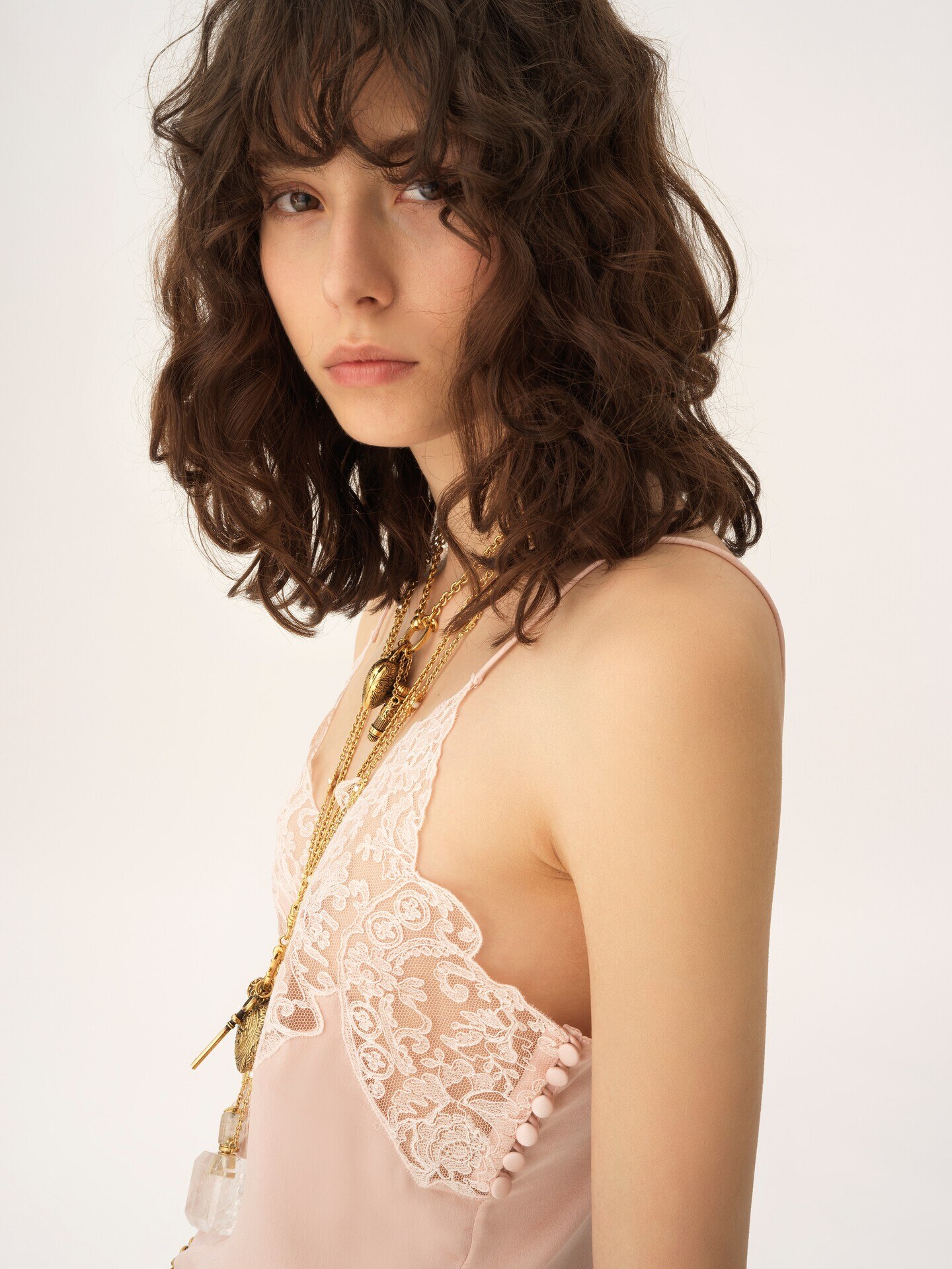 Camisole-Top aus gewaschenem Seidensatin und Spitze - 6