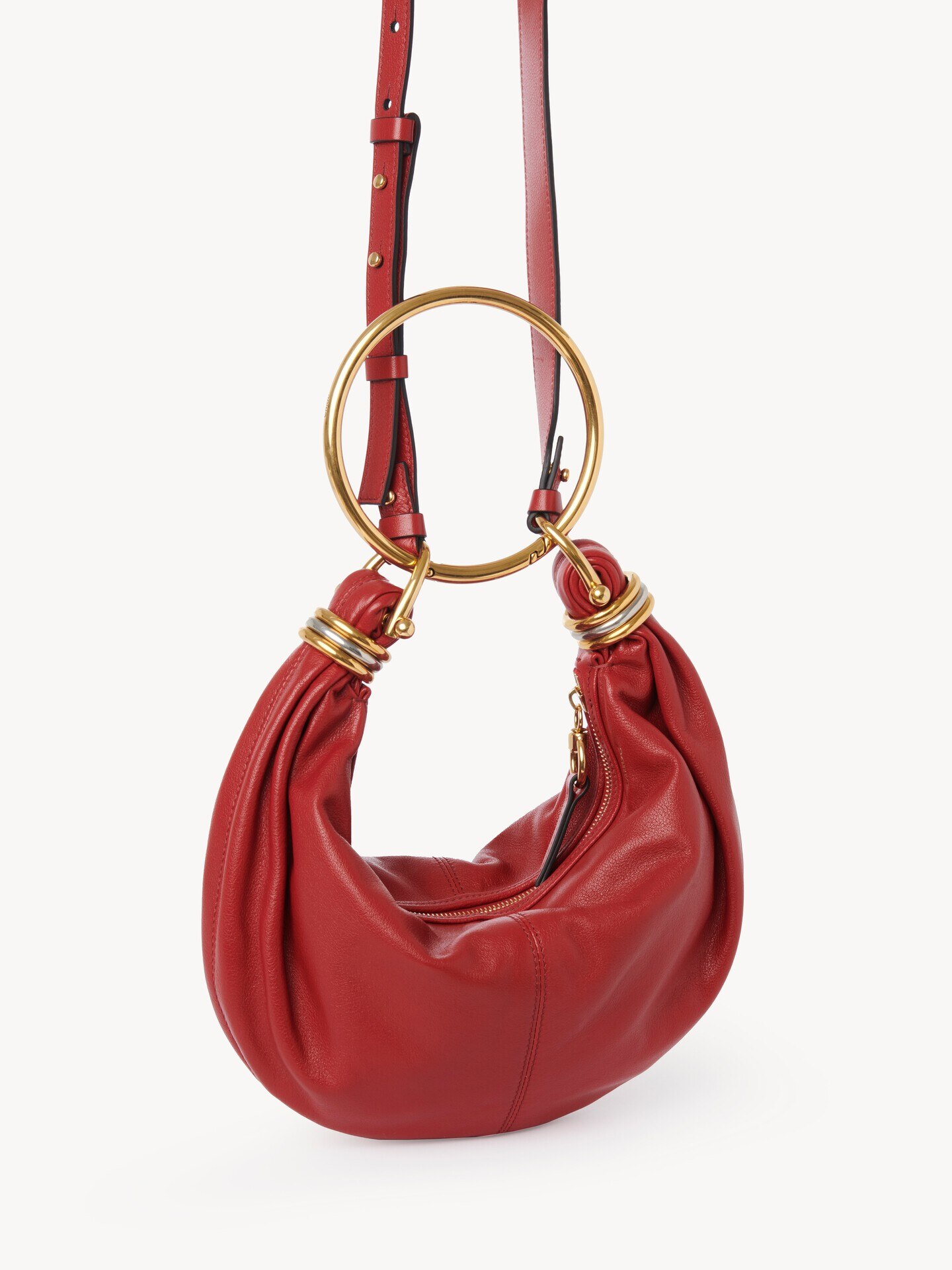 그레인드 가죽 스몰 Bracelet Hobo Bag - 5