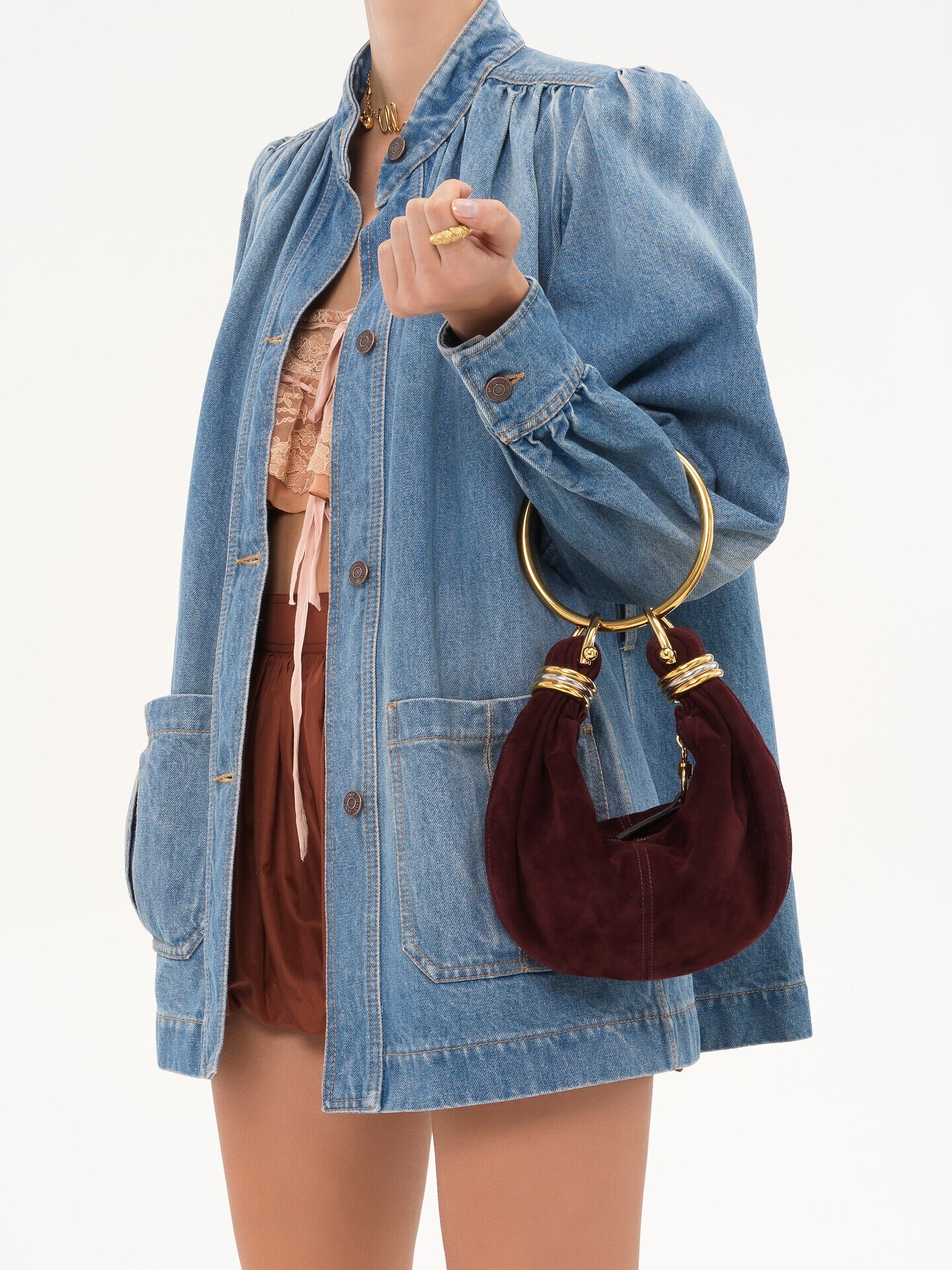 スエードレザー製ミニBracelet Hobo Bag - 3