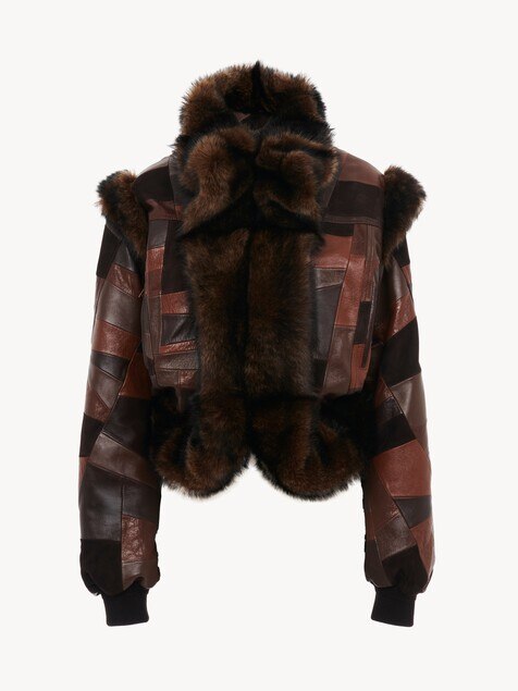 Veste bomber courte hybride en cuir