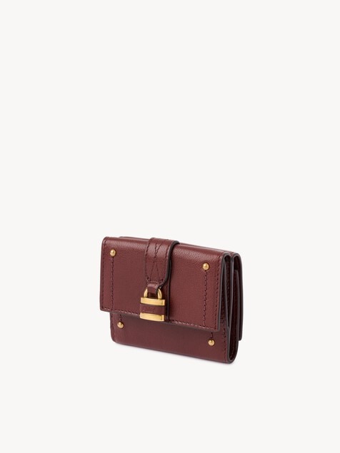 Mini portefeuille &agrave; trois volets Paddington en cuir grain&eacute;