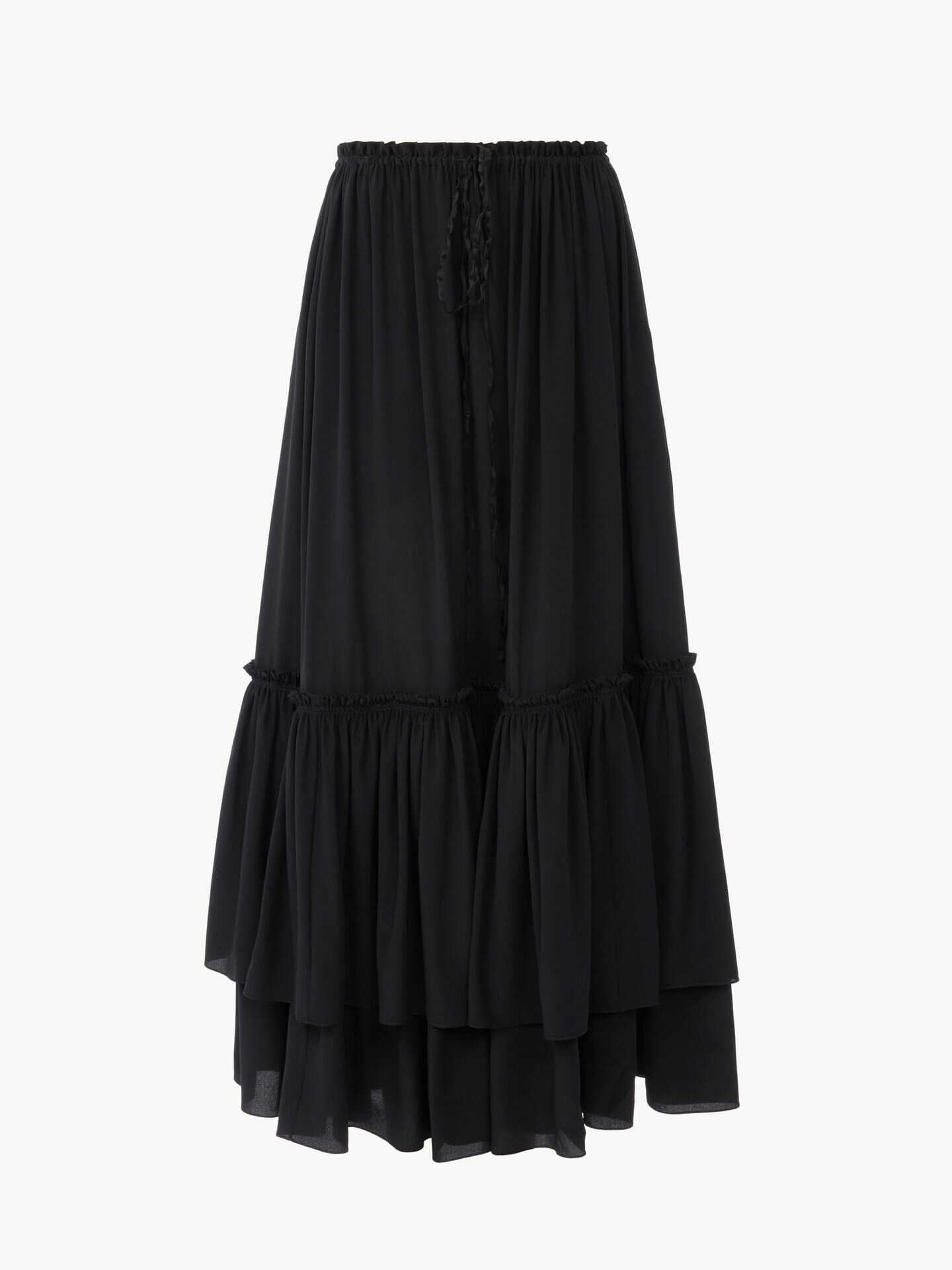 Long ruffled skirt in cr&ecirc;pe de chine - 2.0