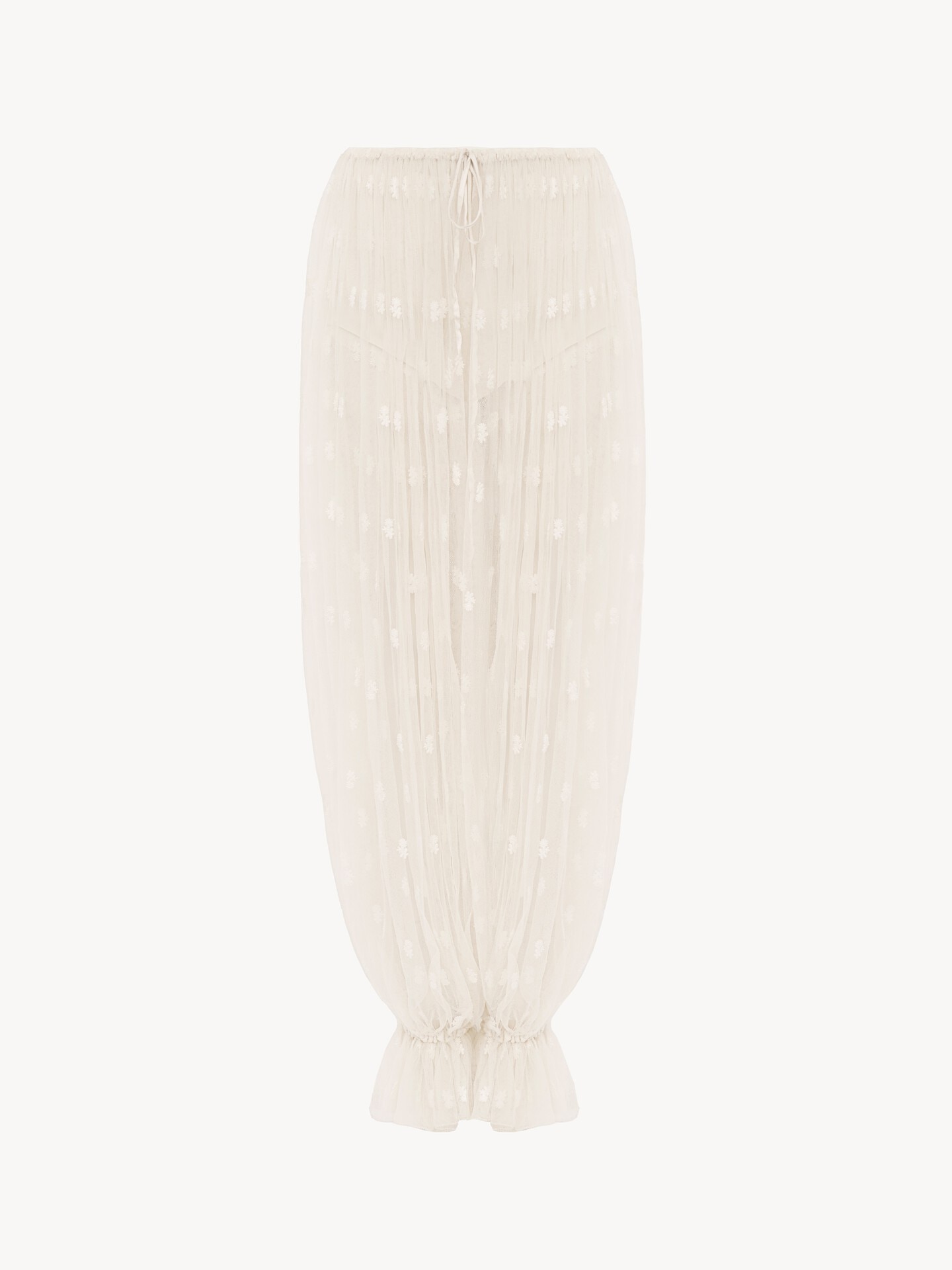 Drawstring trousers in embroidered lace - 1