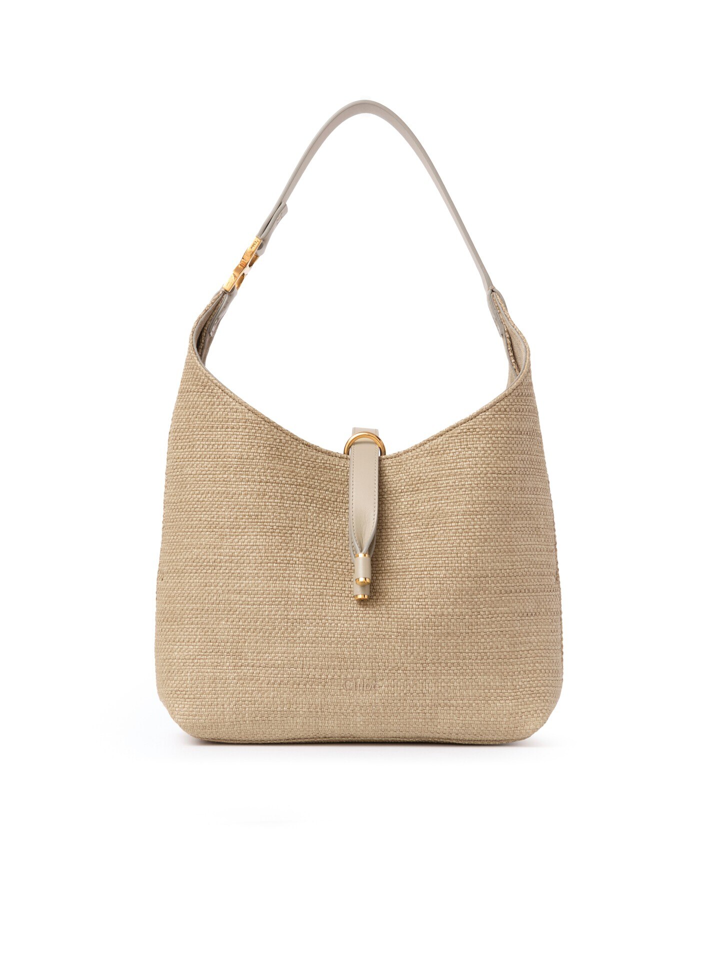 Small Marcie hobo bag in raffia-effect fibers Smoky Beige - Chloé