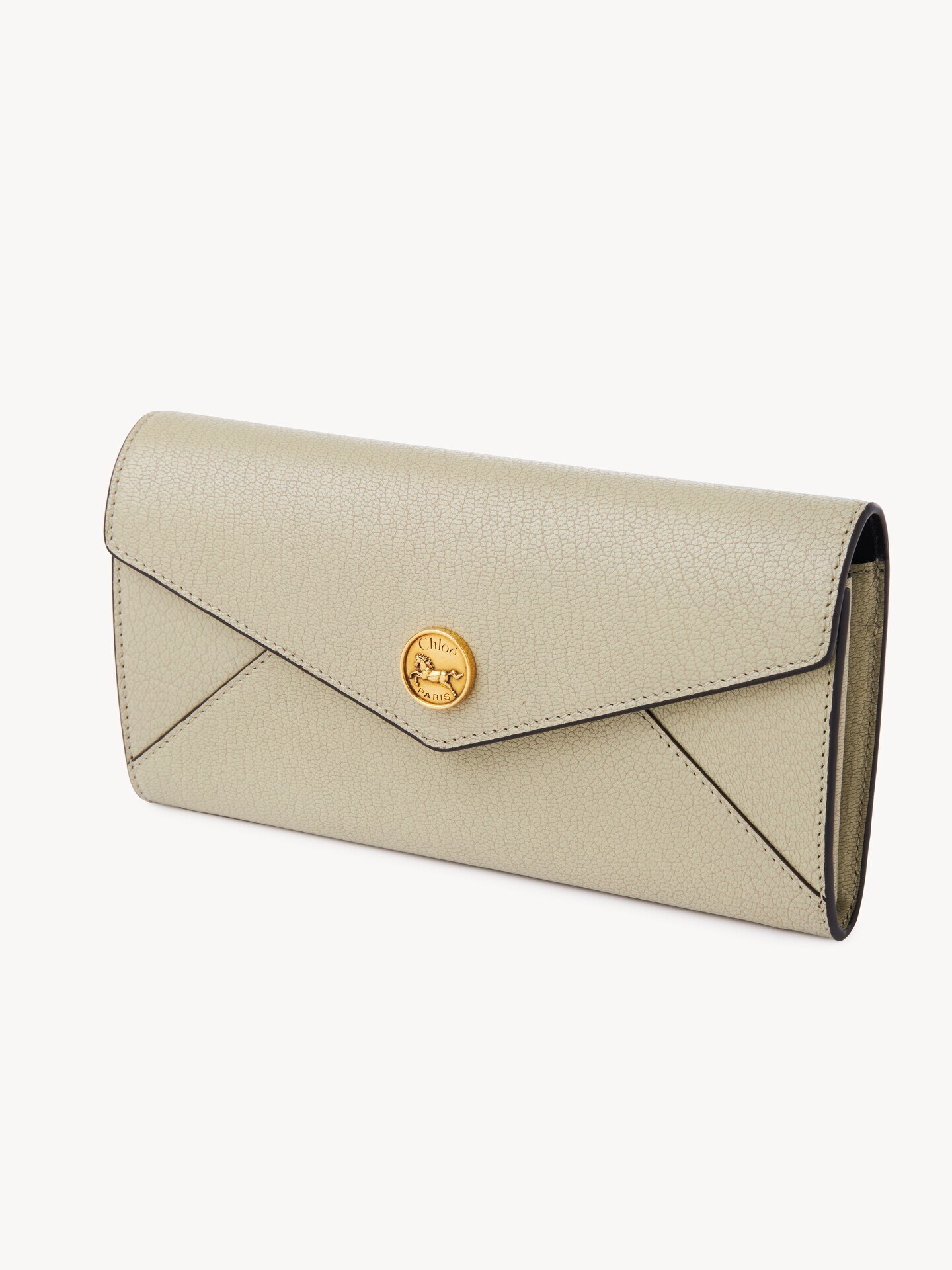 Envelope long wallet with flap in grained leather - 4